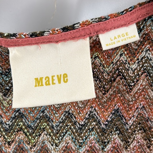 Maeve Anthropologie Westwater zigzag pattern high low tank style dress size L - Picture 3 of 10